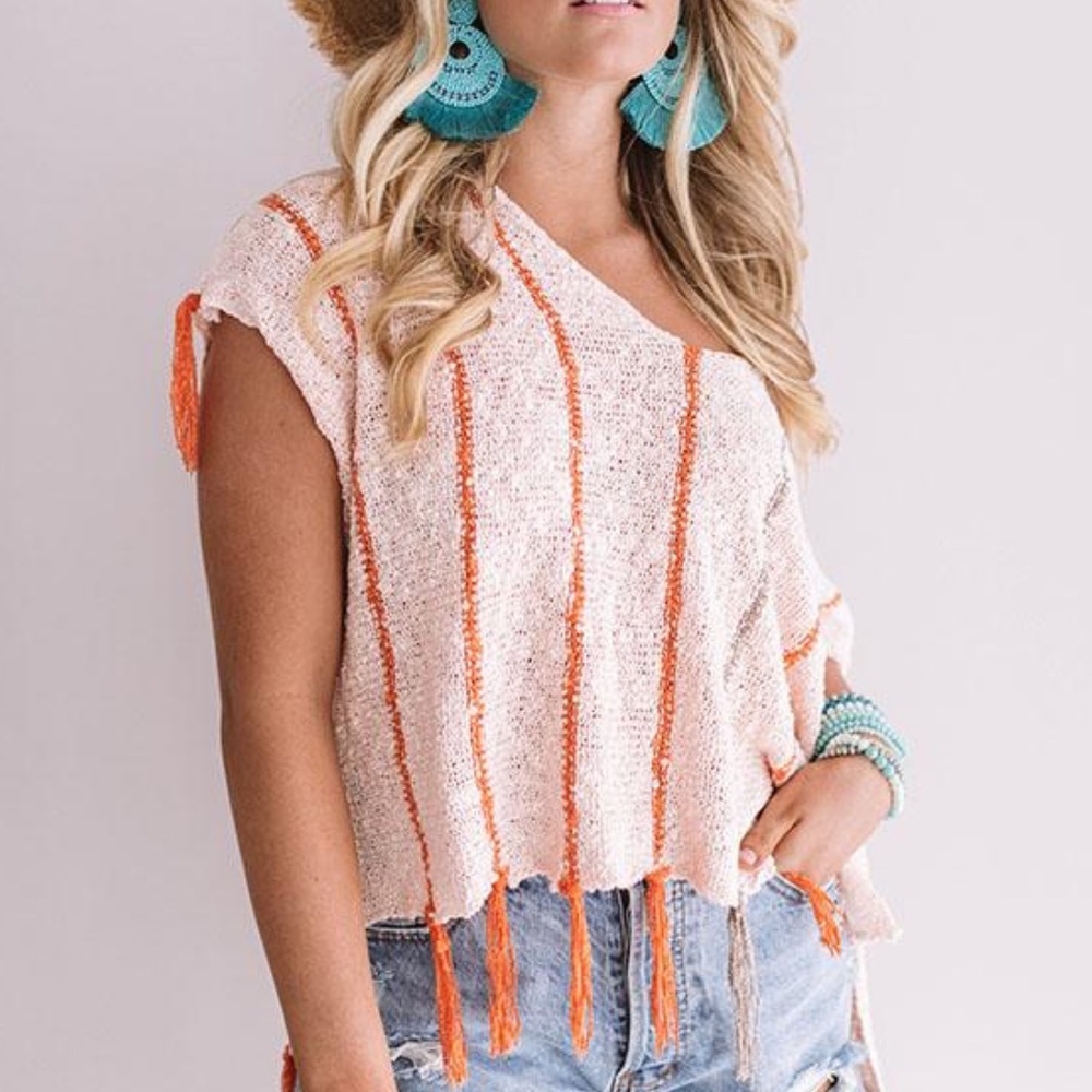 Knit top with tassels